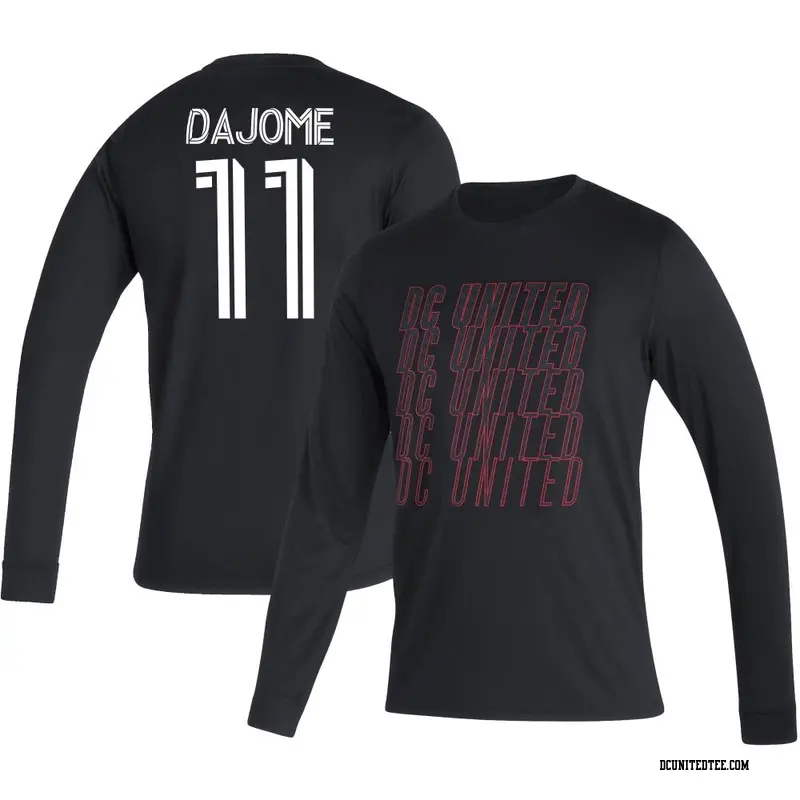 Men's D.C. United ＃11 Cristián Dájome Black Name & Number Club Long Sleeve T-Shirt