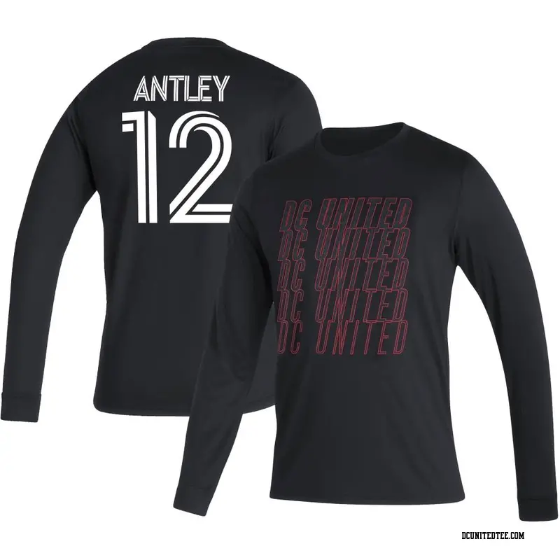 Men's D.C. United ＃12 William Conner Antley Black Name & Number Club Long Sleeve T-Shirt