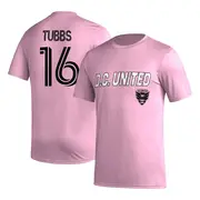Men's D.C. United ＃16 Garrison Tubbs Pink Name & Number Hook T-Shirt