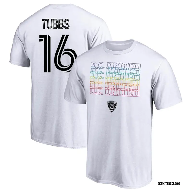 Men's D.C. United ＃16 Garrison Tubbs White Name & Number City Pride T-Shirt