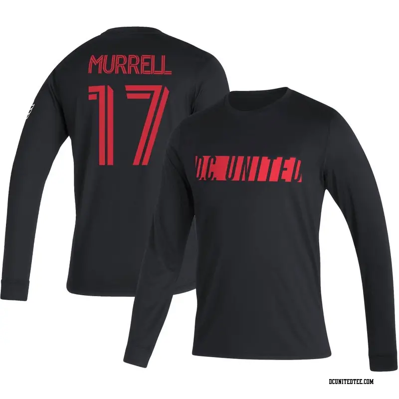 Men's D.C. United ＃17 Jacob Murrell Black Name & Number Vintage Performance Long Sleeve T-Shirt
