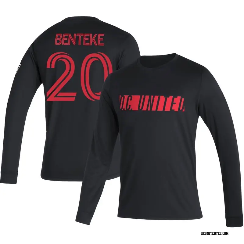 Men's D.C. United ＃20 Christian Benteke Black Name & Number Vintage Performance Long Sleeve T-Shirt
