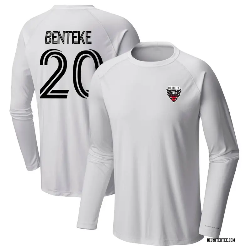 Men's D.C. United ＃20 Christian Benteke White Name & Number Terminal Tackle Long Sleeve T-Shirt