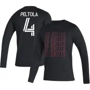 Men's D.C. United ＃4 Matti Peltola Black Name & Number Club Long Sleeve T-Shirt
