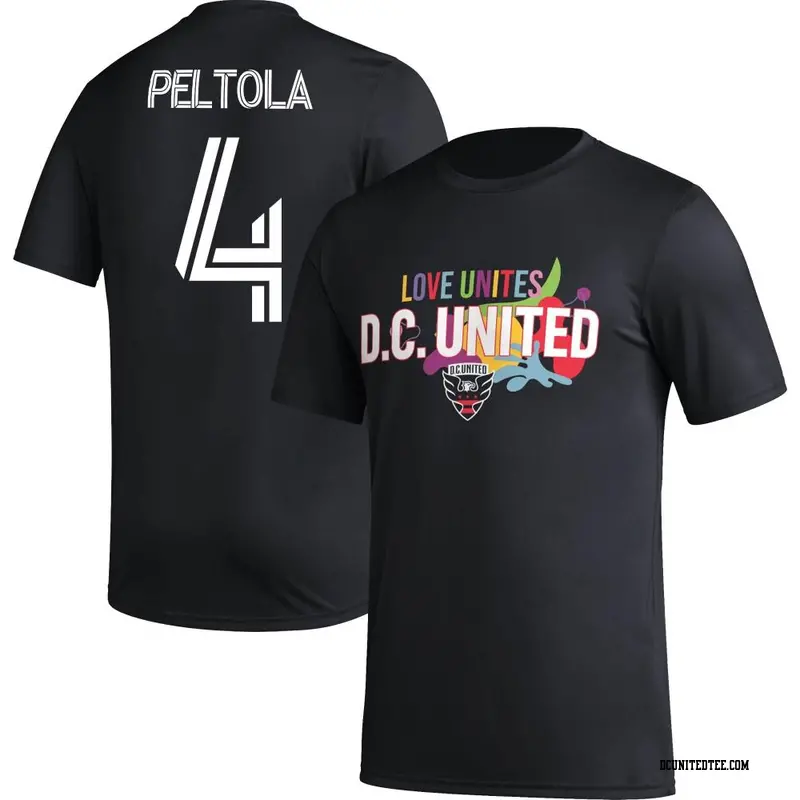 Men's D.C. United ＃4 Matti Peltola Black Name & Number Love Unites T-Shirt
