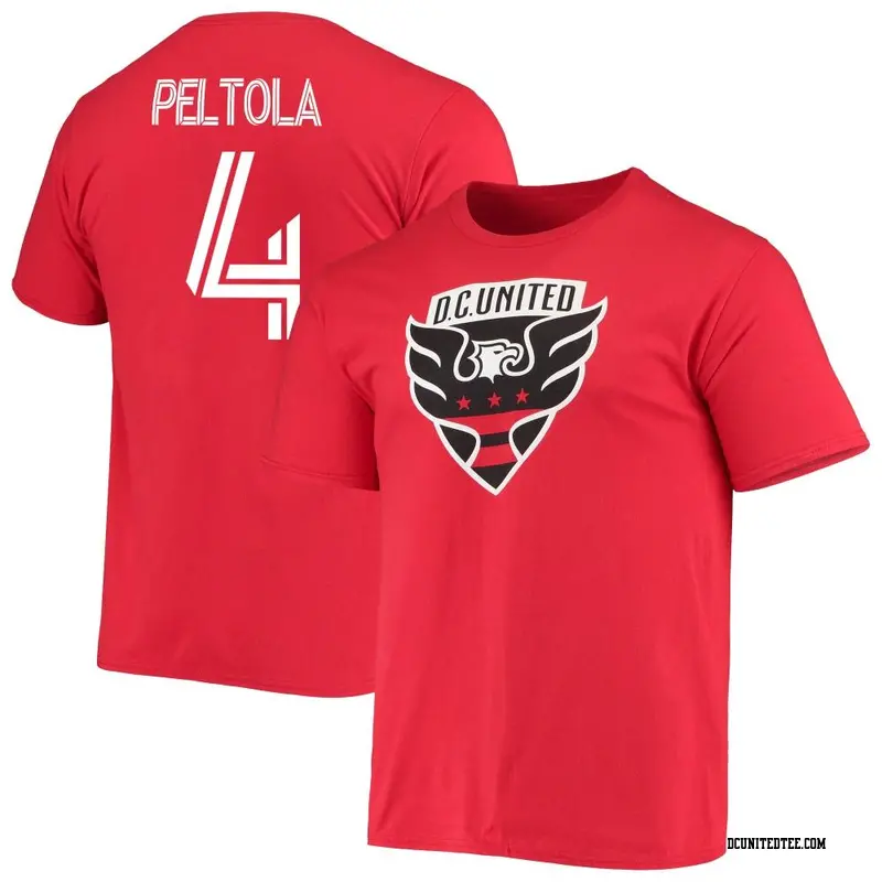Men's D.C. United ＃4 Matti Peltola Red Name & Number Backer T-Shirt