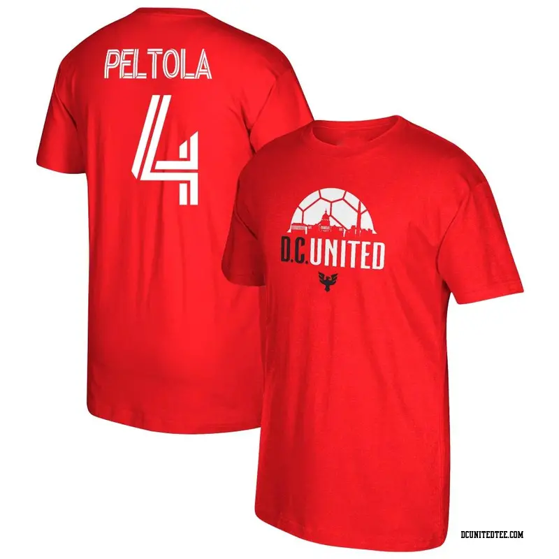 Men's D.C. United ＃4 Matti Peltola Red Name & Number Local T-Shirt
