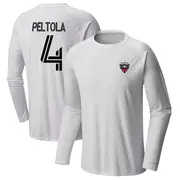 Men's D.C. United ＃4 Matti Peltola White Name & Number Terminal Tackle Long Sleeve T-Shirt