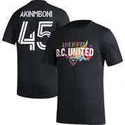 Men's D.C. United ＃45 Matai Akinmboni Black Name & Number Love Unites T-Shirt