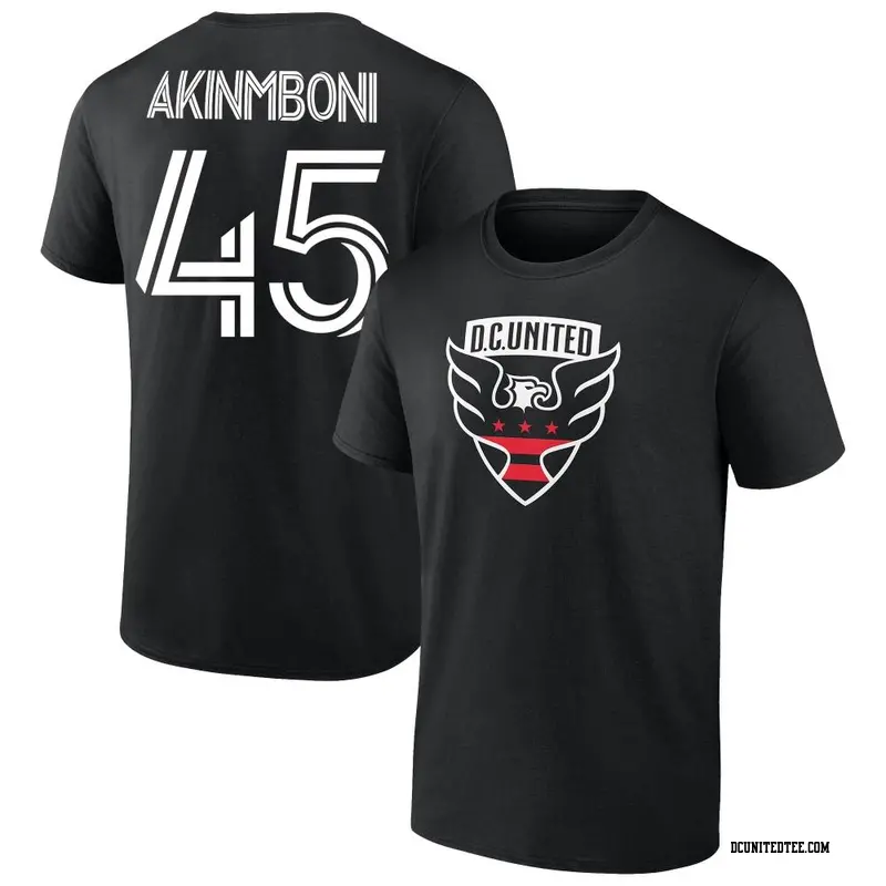 Men's D.C. United ＃45 Matai Akinmboni Black Name & Number T-Shirt