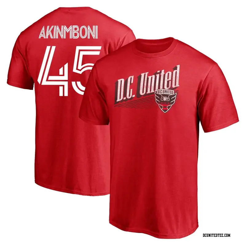 Men's D.C. United ＃45 Matai Akinmboni Red Name & Number Winning Streak T-Shirt