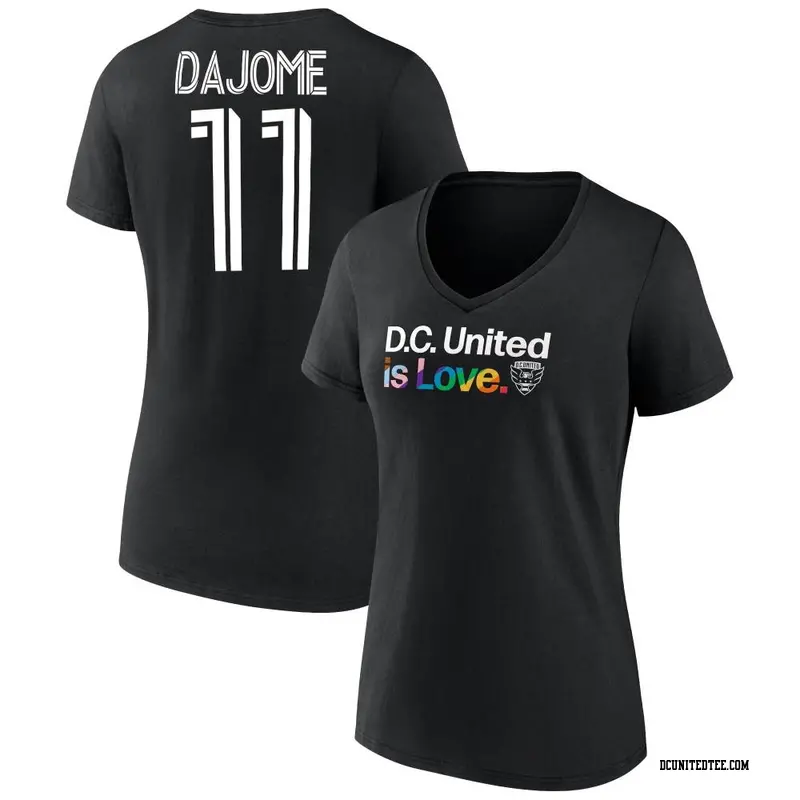 Women's D.C. United ＃11 Cristián Dájome Black Name & Number City Pride V-Neck T-Shirt