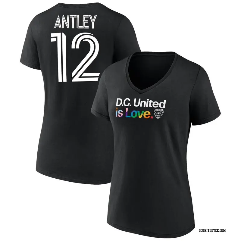 Women's D.C. United ＃12 William Conner Antley Black Name & Number City Pride V-Neck T-Shirt