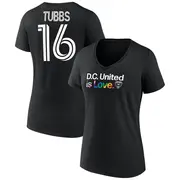 Women's D.C. United ＃16 Garrison Tubbs Black Name & Number City Pride V-Neck T-Shirt