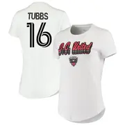 Women's D.C. United ＃16 Garrison Tubbs White Name & Number Cloud T-Shirt