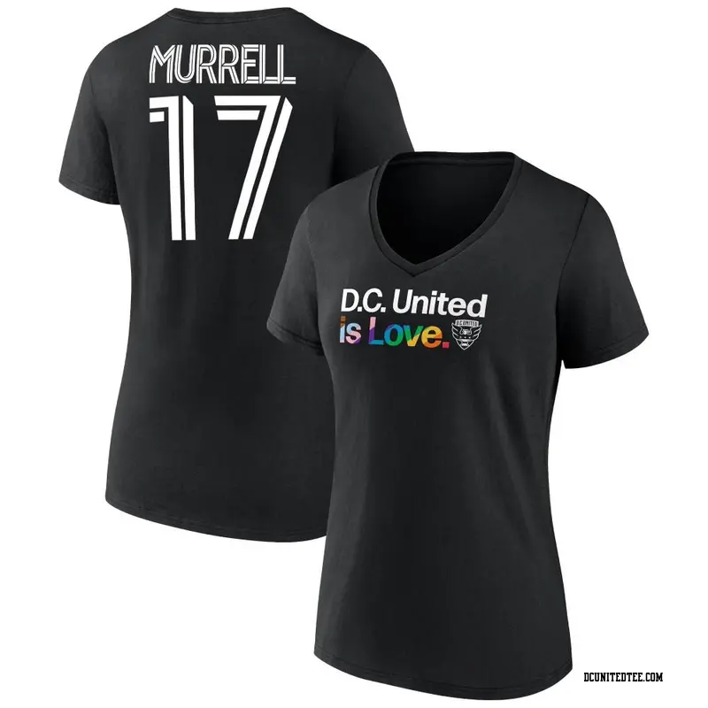 Women's D.C. United ＃17 Jacob Murrell Black Name & Number City Pride V-Neck T-Shirt