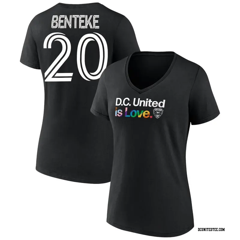 Women's D.C. United ＃20 Christian Benteke Black Name & Number City Pride V-Neck T-Shirt