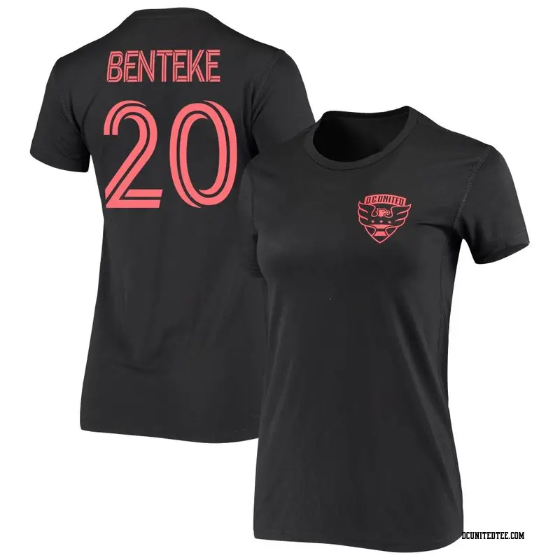 Women's D.C. United ＃20 Christian Benteke Black Name & Number Iconic T-Shirt