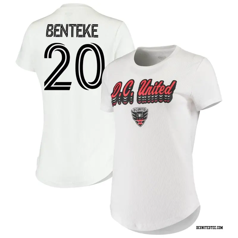 Women's D.C. United ＃20 Christian Benteke White Name & Number Cloud T-Shirt