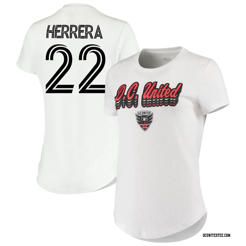 Women's D.C. United ＃22 Aaron Herrera White Name & Number Cloud T-Shirt