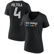 Women's D.C. United ＃4 Matti Peltola Black Name & Number City Pride V-Neck T-Shirt