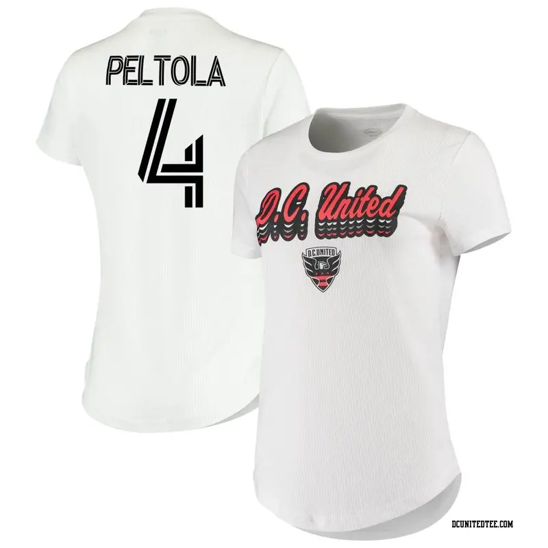 Women's D.C. United ＃4 Matti Peltola White Name & Number Cloud T-Shirt