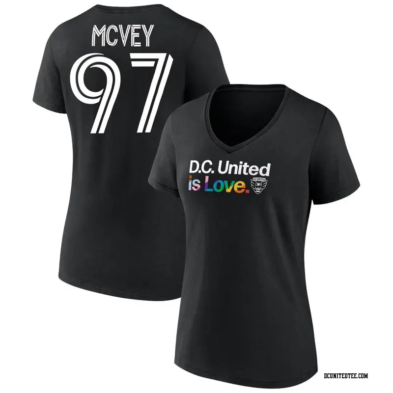 Women's D.C. United ＃97 Christopher McVey Black Name & Number City Pride V-Neck T-Shirt