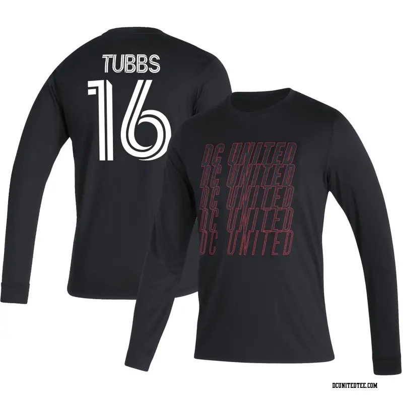 Youth D.C. United ＃16 Garrison Tubbs Black Name & Number Club Long Sleeve T-Shirt