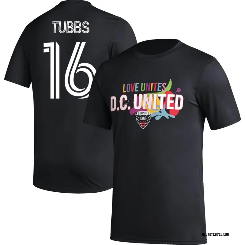 Youth D.C. United ＃16 Garrison Tubbs Black Name & Number Love Unites T-Shirt