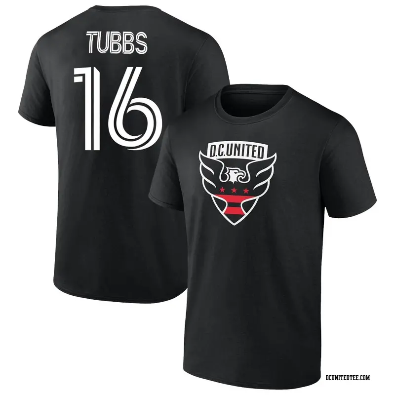Youth D.C. United ＃16 Garrison Tubbs Black Name & Number T-Shirt