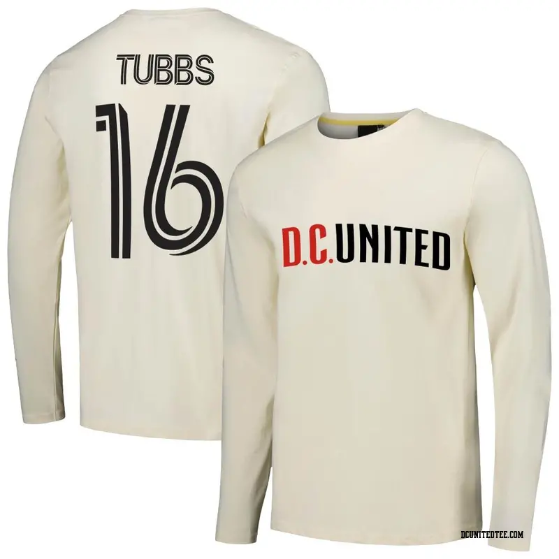 Youth D.C. United ＃16 Garrison Tubbs Cream Name & Number Local Heavy Long Sleeve T-Shirt
