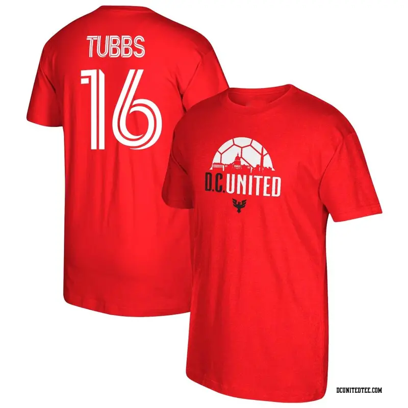 Youth D.C. United ＃16 Garrison Tubbs Red Name & Number Local T-Shirt
