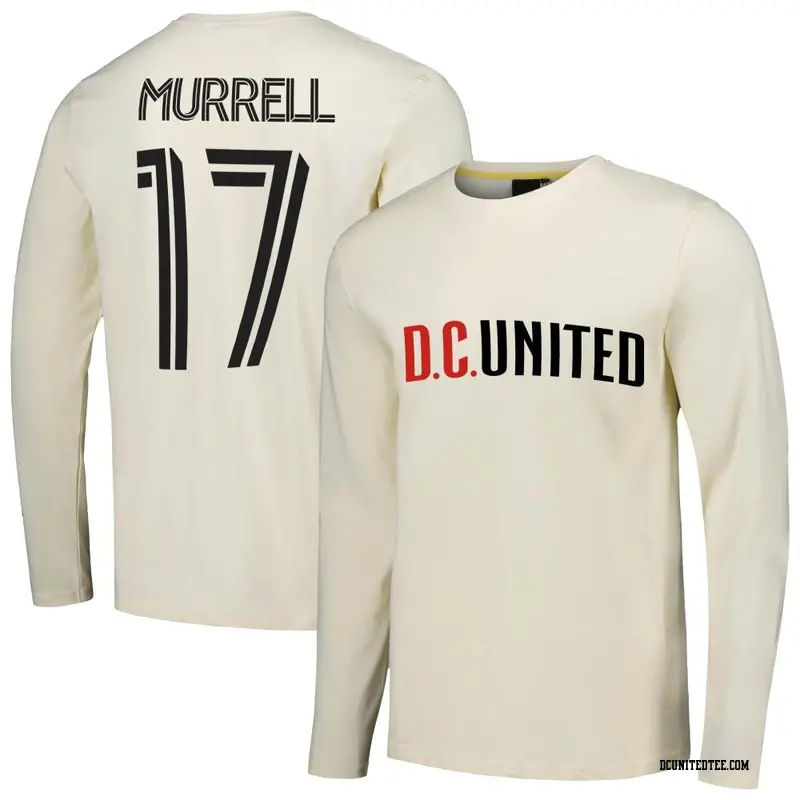 Youth D.C. United ＃17 Jacob Murrell Cream Name & Number Local Heavy Long Sleeve T-Shirt