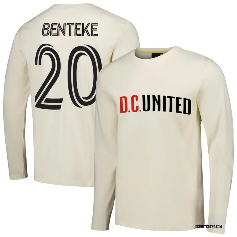 Youth D.C. United ＃20 Christian Benteke Cream Name & Number Local Heavy Long Sleeve T-Shirt