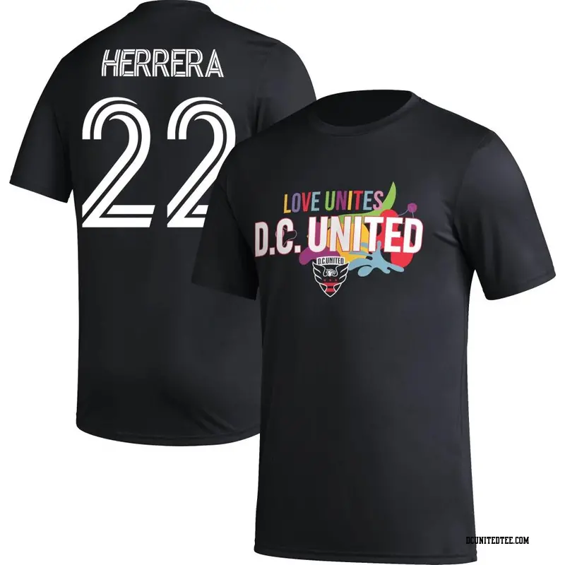 Youth D.C. United ＃22 Aaron Herrera Black Name & Number Love Unites T-Shirt