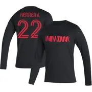 Youth D.C. United ＃22 Aaron Herrera Black Name & Number Vintage Performance Long Sleeve T-Shirt