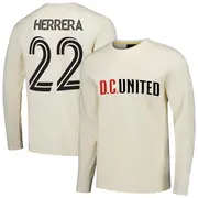 Youth D.C. United ＃22 Aaron Herrera Cream Name & Number Local Heavy Long Sleeve T-Shirt