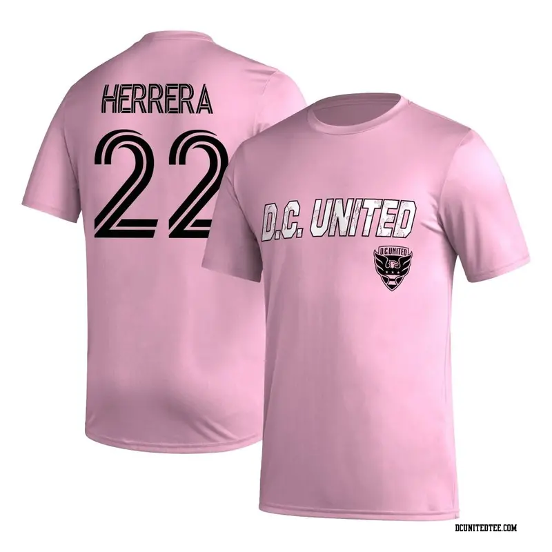 Youth D.C. United ＃22 Aaron Herrera Pink Name & Number Hook T-Shirt