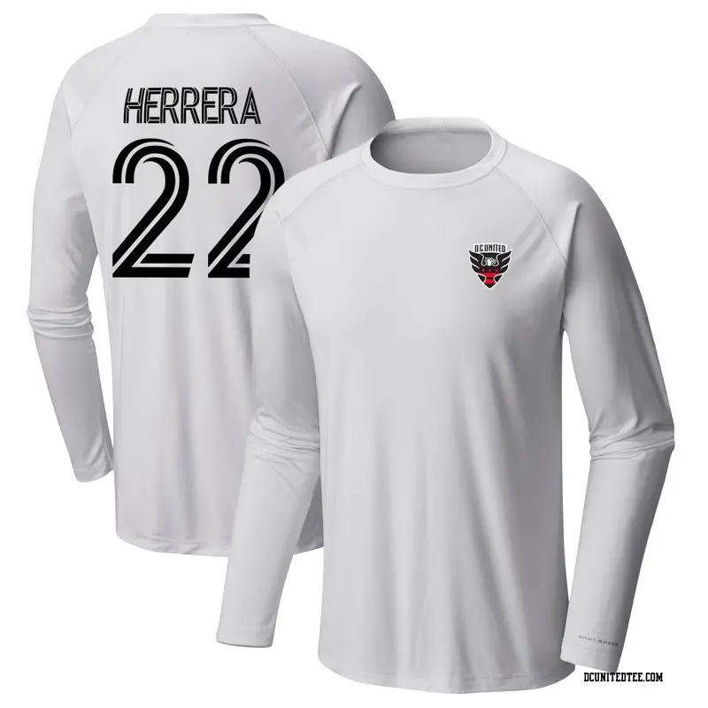 Youth D.C. United ＃22 Aaron Herrera White Name & Number Terminal Tackle Long Sleeve T-Shirt