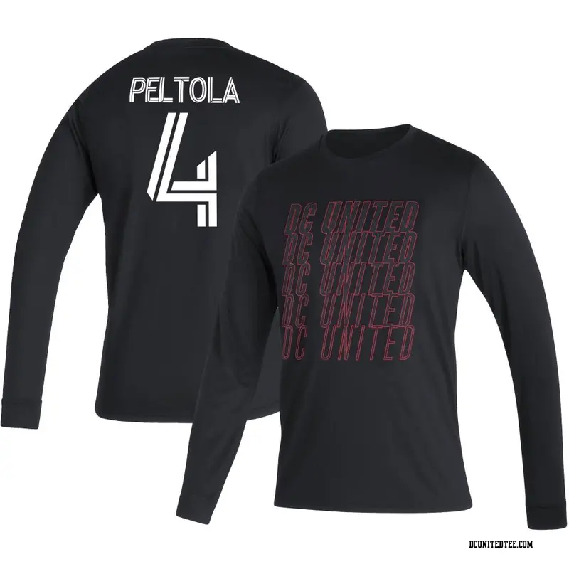Youth D.C. United ＃4 Matti Peltola Black Name & Number Club Long Sleeve T-Shirt