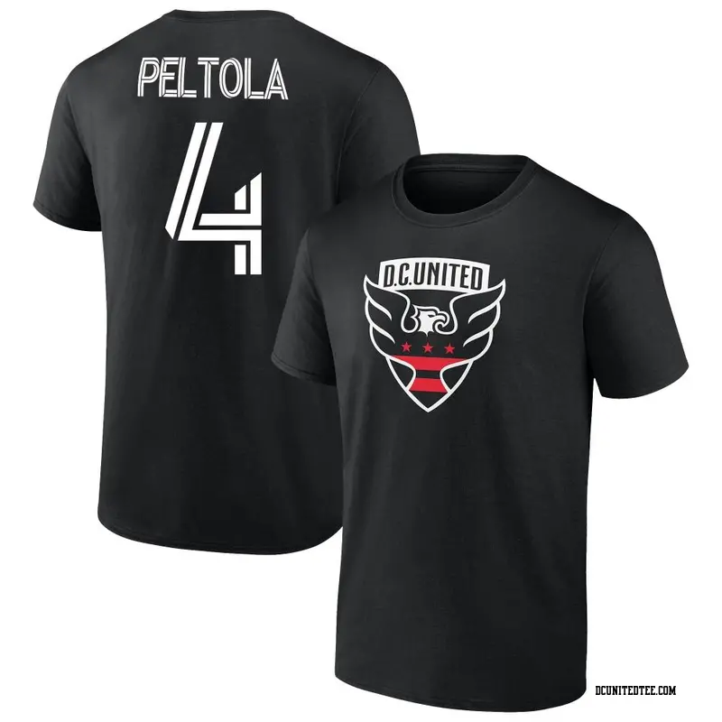Youth D.C. United ＃4 Matti Peltola Black Name & Number T-Shirt