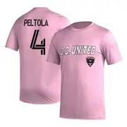 Youth D.C. United ＃4 Matti Peltola Pink Name & Number Hook T-Shirt