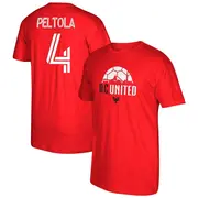 Youth D.C. United ＃4 Matti Peltola Red Name & Number Local T-Shirt