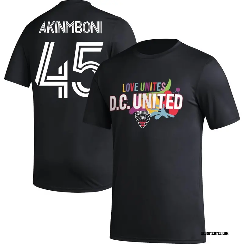 Youth D.C. United ＃45 Matai Akinmboni Black Name & Number Love Unites T-Shirt
