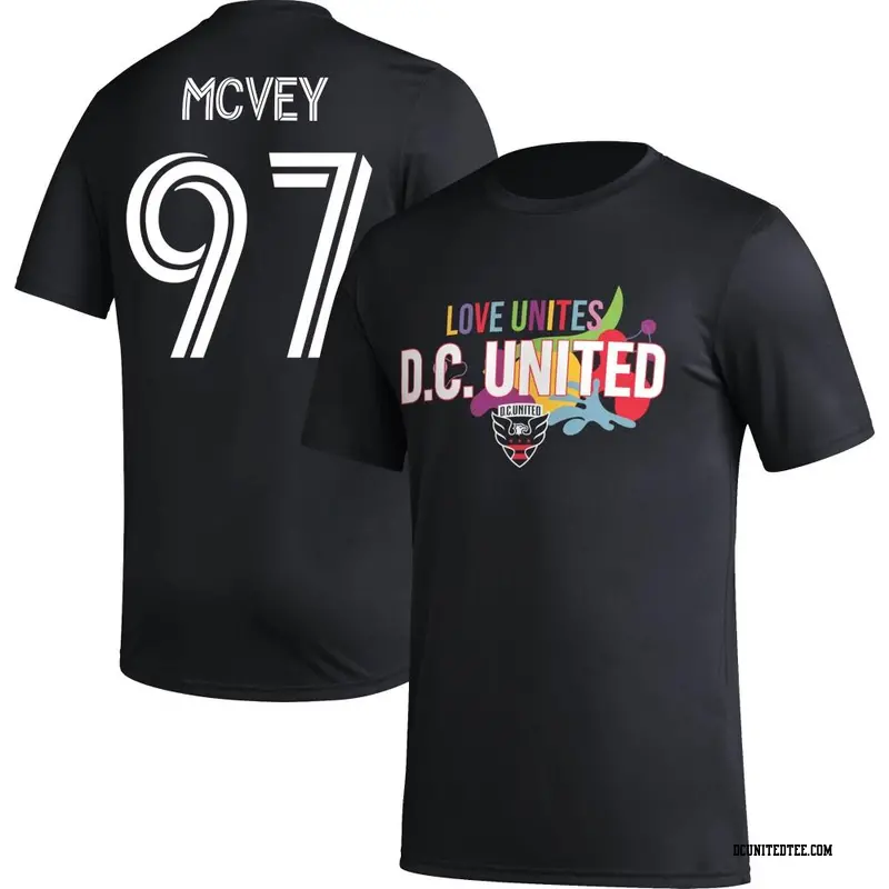 Youth D.C. United ＃97 Christopher McVey Black Name & Number Love Unites T-Shirt