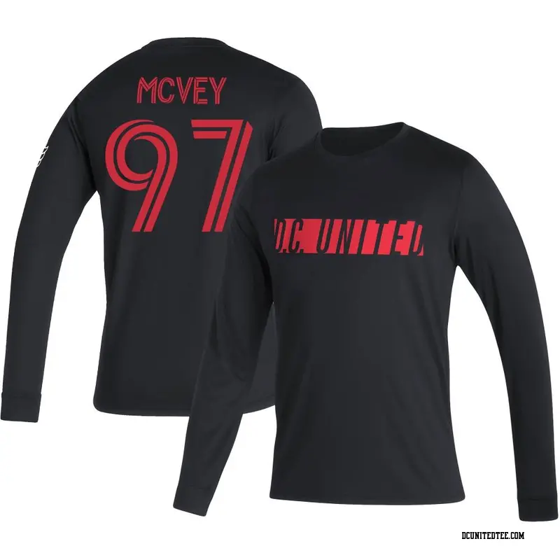 Youth D.C. United ＃97 Christopher McVey Black Name & Number Vintage Performance Long Sleeve T-Shirt